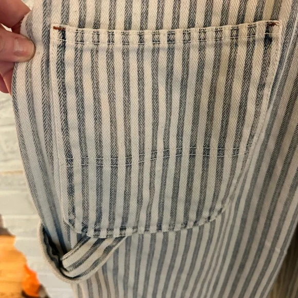 Faherty Women's Striped Blue and White Topsail Classic Overalls - Picture 7 of 13